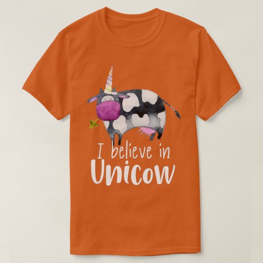 Unicorn Funny Cow I believe in Unicow  Tシャツ (デザイン正面)