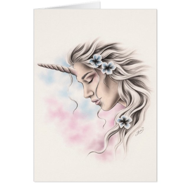 Unicorn girl of light Greeting Card (正面)