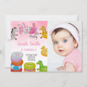 Unicorn Girls Pool誕生日招待状と写真 招待状 (正面)