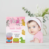 Unicorn Girls Pool誕生日招待状と写真 招待状 (スタンド正面)