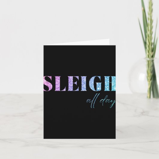 Unicorn Glitter Sleigh All Day Christmas  カード (正面)