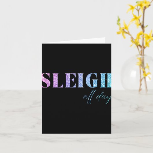 Unicorn Glitter Sleigh All Day Christmas  カード (黄色い花)