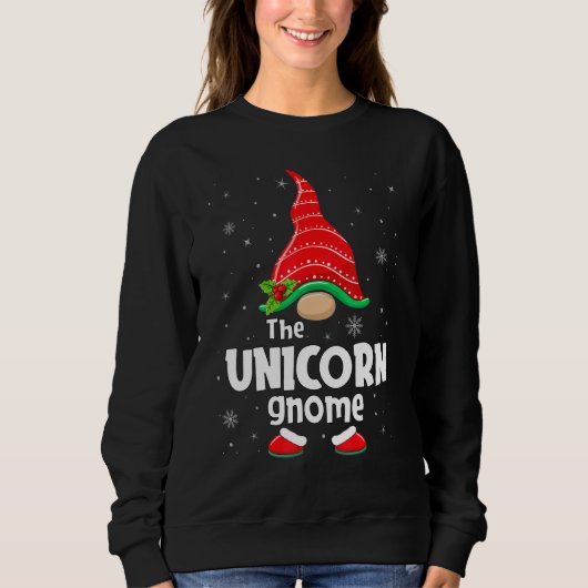 Unicorn Gnome Matching Family Group Christmas Part スウェットシャツ (正面)