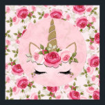 Unicorn Gold Pink Floral Roses Cute Trendy  ポスター<br><div class="desc">Customize with any text. Matching items are available.</div>
