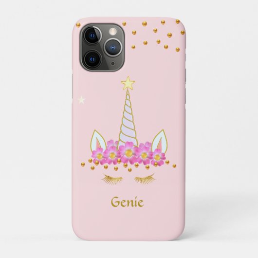 Unicorn、Golden紙吹雪、Flowers on Lightピンク Case-Mate iPhoneケース (裏)