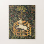 UNICORN GOTHIC FANTASY FLOWERS,FLORAL MOTIFS ジグソーパズル<br><div class="desc">1495–1505 South Netherland. Captured Unicorn .Green floral swirls flowers with a white sitting unicorn , digital elaboration from antique tapestry..</div>