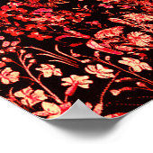 UNICORN GOTHIC FANTASY FLOWERS,RED FLORAL MOTIFS ポスター (角)