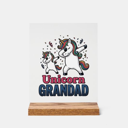 Unicorn Grandad Vintage Engraving Shirt Design_1 アクリルサイン (正面)