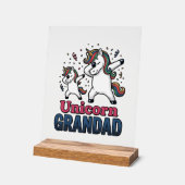 Unicorn Grandad Vintage Engraving Shirt Design_1 アクリルサイン (傾斜)