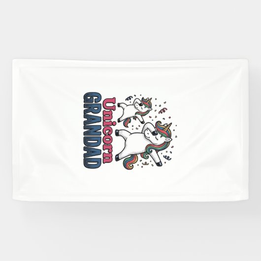 Unicorn Grandad Vintage Engraving Shirt Design_1 横断幕 (横)