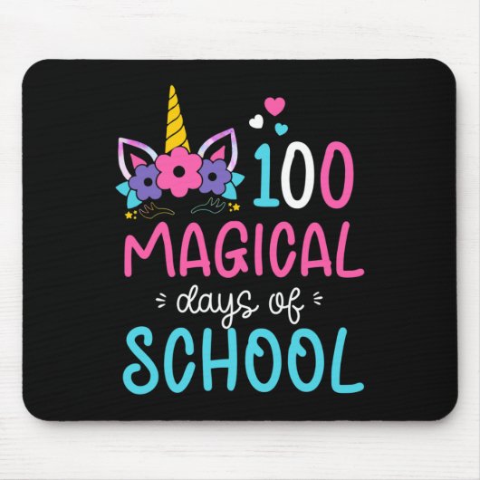 Unicorn Happy 100th Day 100学校の魔法の日 マウスパッド (正面)