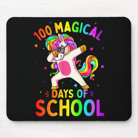 Unicorn Happy 100th Day 100学校の魔法の日 マウスパッド (正面)