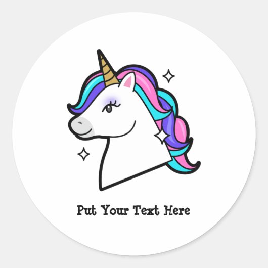 Unicorn Head clipart | Girl Unicorn Clipart ラウンドシール (正面)