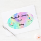 Unicorn Hornパーティーありがとうステッカー 楕円形シール (封筒)