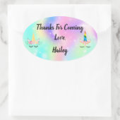 Unicorn Hornパーティーありがとうステッカー 楕円形シール (バッグ)