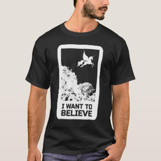 Unicorn I Want 飛んでいる To Uap Equipment信じエイリアン Tシャツ