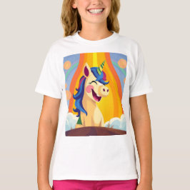 Unicorn in カラフル Waterfall Tシャツ