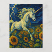 Unicorn in a Storm in Sunflowers ポストカード (正面)