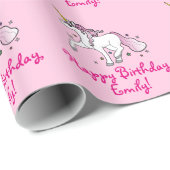 Unicorn In the Stars誕生日名カスタマイズ可能 ラッピングペーパー (ロールコーナー)