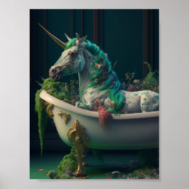 Unicorn in the Tub Full of Plantsポスター ポスター