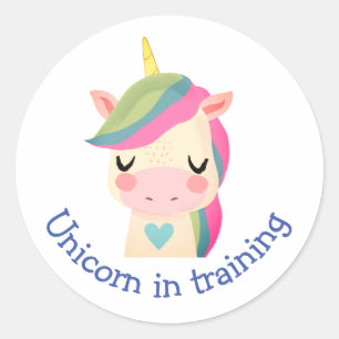 Unicorn in Trainingおもしろい引用文 ラウンドシール