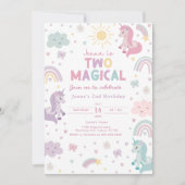 Unicorn Invitation Two Magical. Girls 2nd Birthday 招待状 (正面)