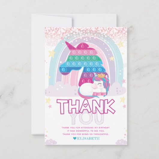 Unicorn Itポップ・アートの誕生日写真 サンキューカード (正面)