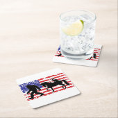 Unicorn, Jackalope, Bigfoot and the American Flag スクエアペーパーコースター (インサイチュ)