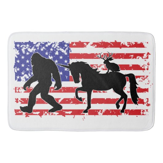 Unicorn, Jackalope, Bigfoot and the American Flag バスマット (正面)