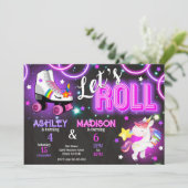 Unicorn Joint Roller Skating Birthday Neon Glow 招待状 (スタンド正面)
