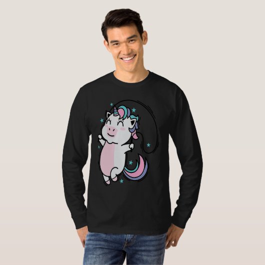 Unicorn jumping Rope Mythical Creature Sport Tシャツ (正面フル)