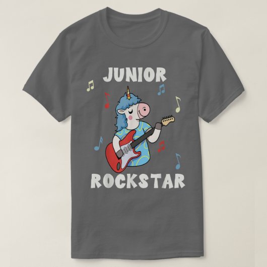 Unicorn Junior Rock Star Guitar Rockin Music Singe Tシャツ (デザイン正面)
