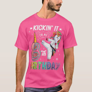 Unicorn Karate 8th Birthday Eight 8 Years Old Taek Tシャツ