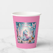 Unicorn、Kids、誕生日名前をカスタムする/ DOB/写真 紙コップ (正面)