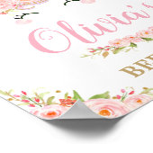 Unicorn Kids Bedroom Pink Floral Wall Art ポスター (角)