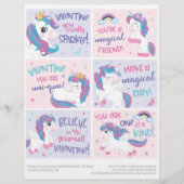 Unicorn Kids Classroom Valentines Day Card 6 レターヘッド (正面)