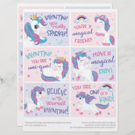 Unicorn Kids Classroom Valentines Day Card 6 レターヘッド