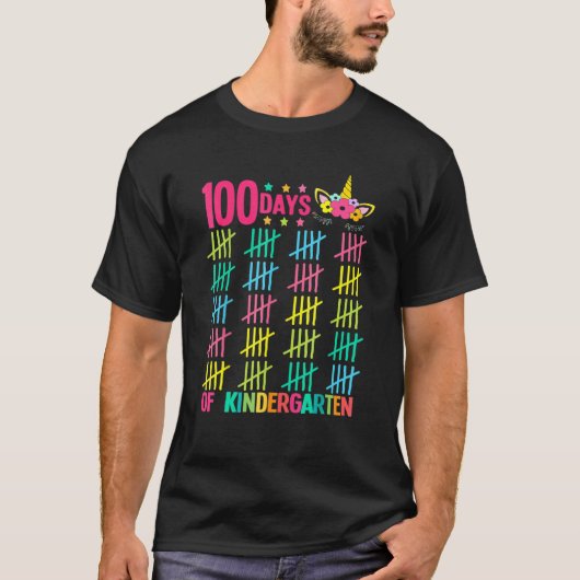 Unicorn Kindergarten 100 Days Of School Girl Magic Tシャツ (正面)