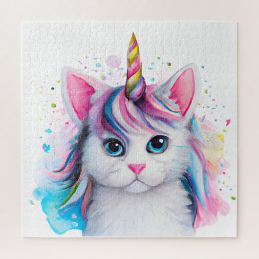 Unicorn Kitten Water Color ジグソーパズル (縦)