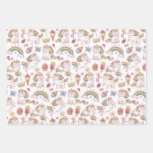 Unicorn Kittens 'nスイートトリート、ハート、虹 ラッピングペーパーシート (正面)