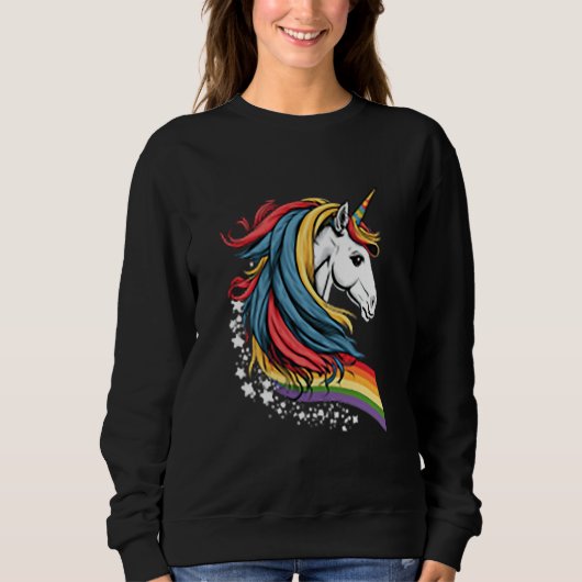 Unicorn LGBTQ Pride Rainbow Horse スウェットシャツ (正面)