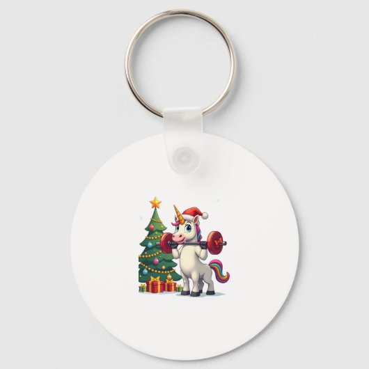 Unicorn Lifting Christmas Weightlifting Deadlift G キーホルダー (正面)