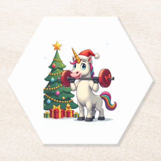 Unicorn Lifting Christmas Weightlifting Deadlift G ペーパーコースター