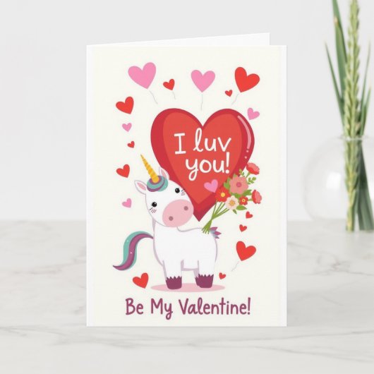 Unicorn Luv! Valentines Day Card シーズンカード (正面)