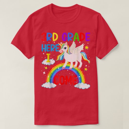 Unicorn Magic 3rd Grade Here I Come Back To School Tシャツ (デザイン正面)