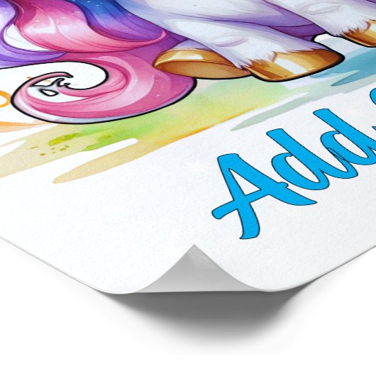 Unicorn Magic & Stars – Personalized Wall Art ポスター (角)