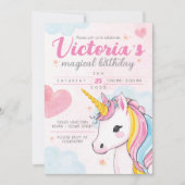 Unicorn Magical Birthday Invite 招待状 (正面)