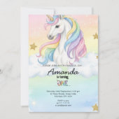 Unicorn Magical Birthday Party Invitation Card 招待状 (正面)