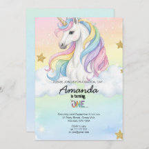 Unicorn Magical Birthday Party Invitation Card