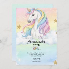 Unicorn Magical Birthday Party Invitation Card 招待状